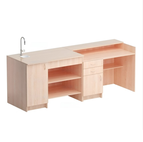 Стол демонстрационный для химии 2400*750*880, корпус - ольха, столешница - клен, М178Х