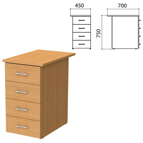 Тумба "Монолит", 450х700х750мм, цвет бук (КОМПЛЕКТ)