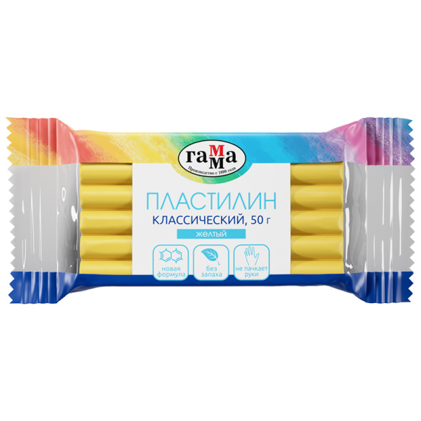 Пластилин Гамма "Классический", 50г, желтый (270818_17)