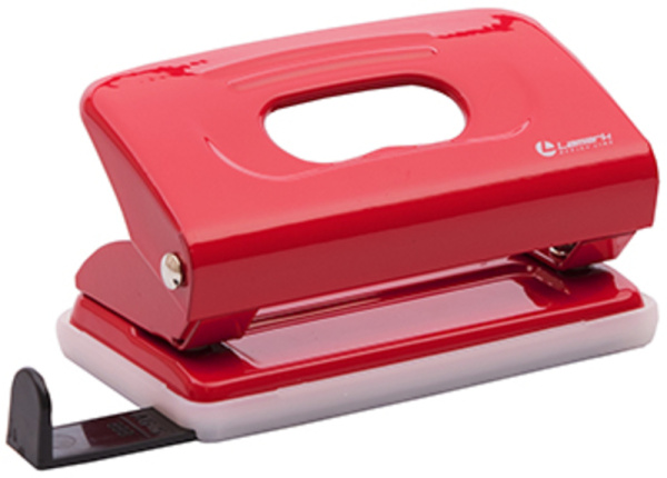 Дырокол 10 листов с линейкой Lamark Mettallic красный