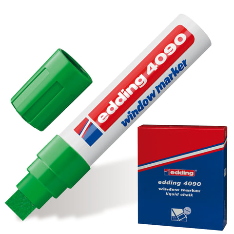 Маркер для окон и стекла EDDING 4-15мм, смываемый, на меловой основе, зеленый, Е-4090/4