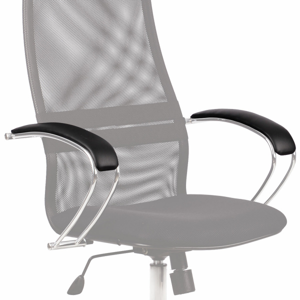 Накладки мягкие на подлокотники кресел Метта серии BK, BP, BC, LK, КОМПЛЕКТ 2 шт., экокожа, черные