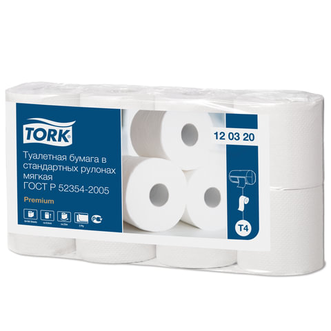 Бумага туалетная TORK "Premium" (Т4), 2-слойная, 8шт. х23м, белая с тиснением