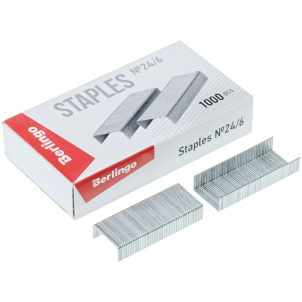 Скобы для степлера №24/6 Berlingo, оцинкованные, 1000 шт.