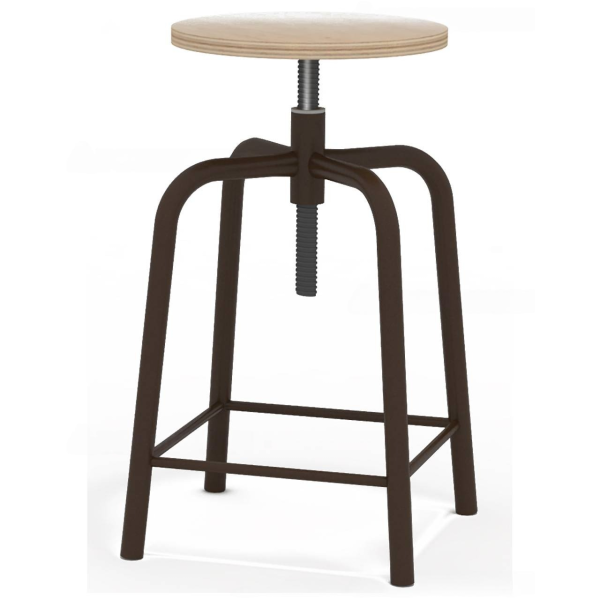 Табурет рабочий винтовой без колес 445*445*500(680)мм, d-300мм, м/к коричн, М236