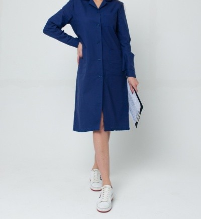 Халат рабочий Бязь на пуговицах синий р-р. 54