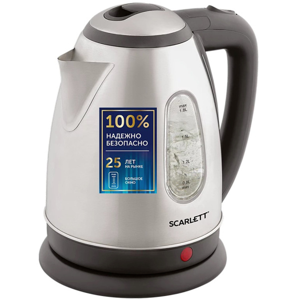 Чайник SCARLETT SC-EK21S88, 1,8л, 2200Вт, закрытый нагревательный элемент, стальной Чайник SCARLETT SC-EK21S88, 1,8л, 2200Вт, закрытый нагревательный элемент, стальной