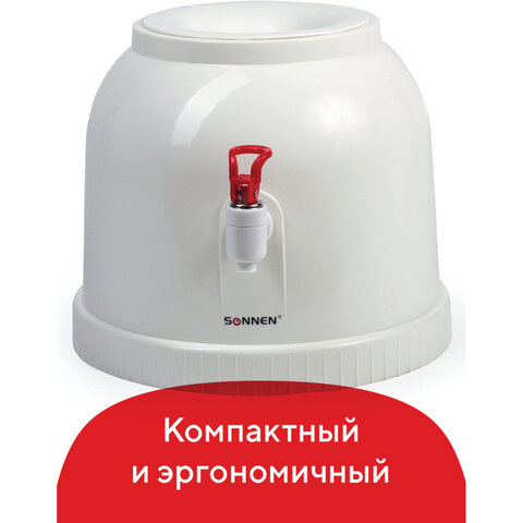 Водораздатчик-кулер БЕЗ НАГРЕВА И ОХЛАЖДЕНИЯ, SONNEN TS-01, настольный, 1 кран, белый, 452417 