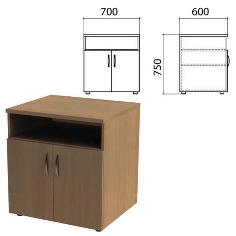 Тумба для оргтехники "Этюд", 700х600х750 мм, 2 двери, полка, орех, 400020-190