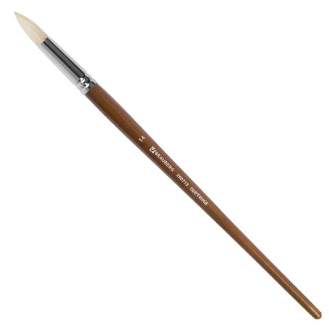 Кисть художественная профессиональная BRAUBERG ART "CLASSIC", щетина, круглая, № 14, длинная ручка, 