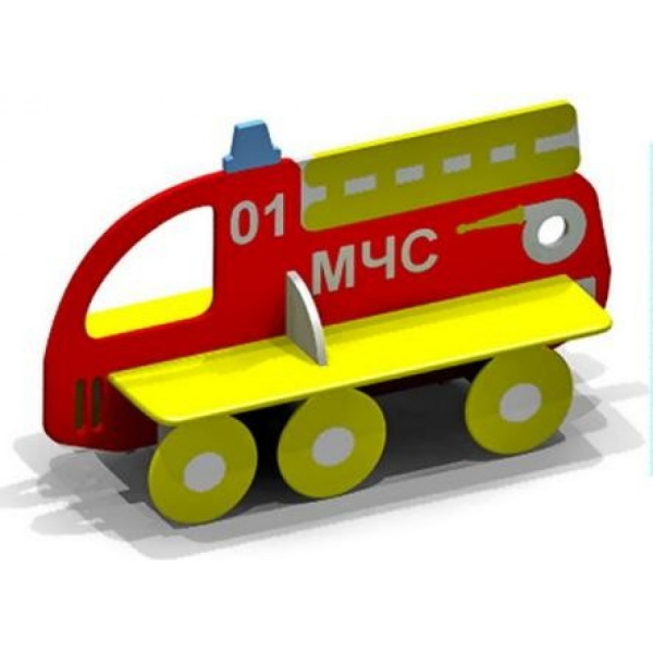 Скамейка "Пожарная машина МЧС" (от 1 до 7 лет), влагостойкая фанера, 1700х620 мм