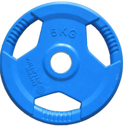 Диск «олимпийский» 5 кг обрезиненный LC-5. цветной с ручкой. 