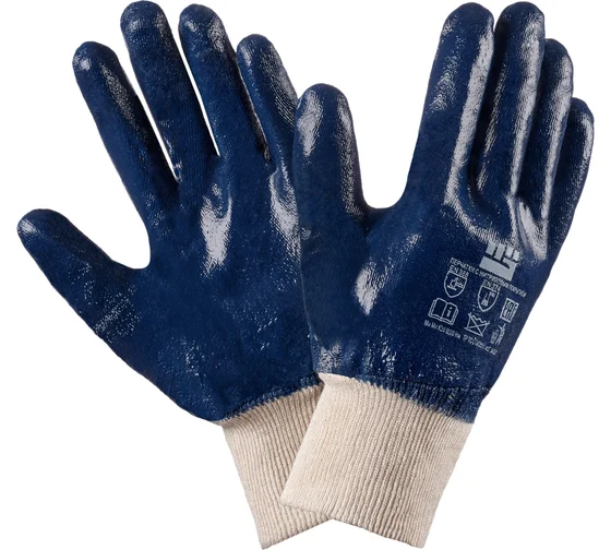 Перчатки МБС манжет, синие р-р 10-11 класс вязки 10