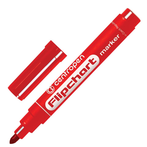 Маркер для флипчарта CENTROPEN, непропитывающий, круглый наконечник 2,5 мм, красный, 8550/1К