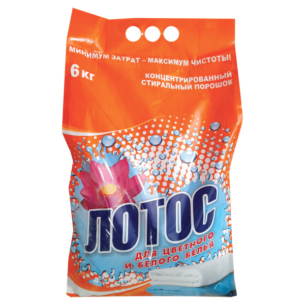 Стиральный порошок Лотос автомат 6кг, для цветного и белого белья, для всех типов тканей