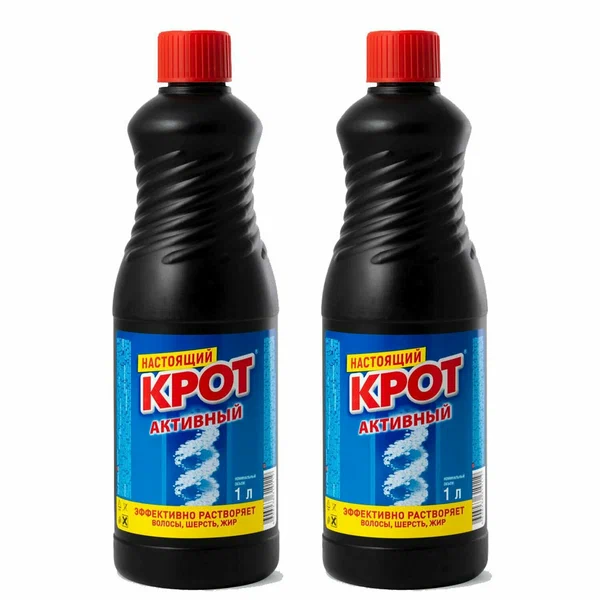 Средство для прочистки канализационных труб 1л КРОТ "Активный"