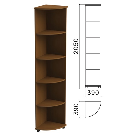 Шкаф (стеллаж) угловой "Монолит" (ш390*г390*в2050 мм), 4 полки, цвет орех, 