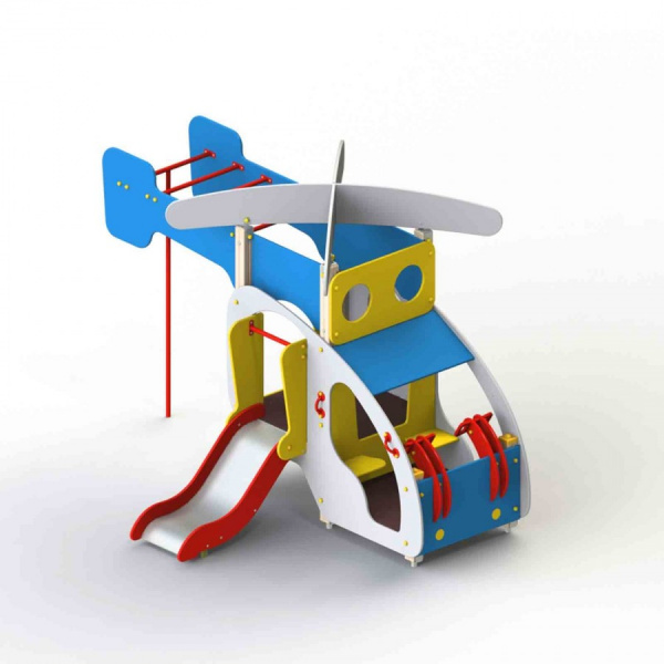 Вертолёт, 3-10 лет, деревянный брус, 3510х2575 мм, Н=2380 мм, Н площадки=650 мм