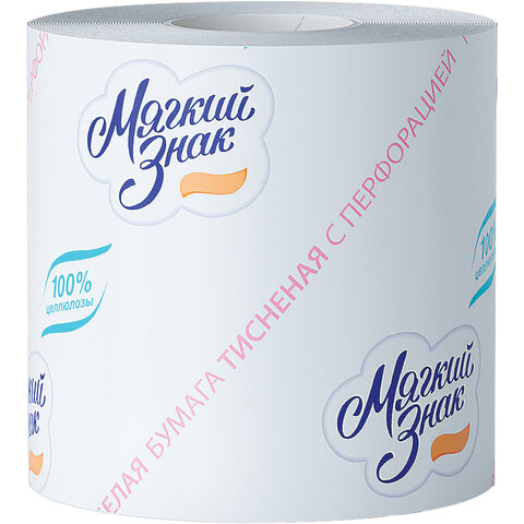 Бумага туалетная МЯГКИЙ ЗНАК, 54м, на втулке, белая, ш/к 30183