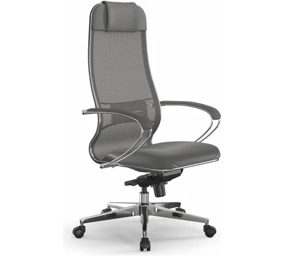 Кресло офисное МЕТТА "SAMURAI" Comfort S, сетка/экокожа Infinity Easy Clean, серое