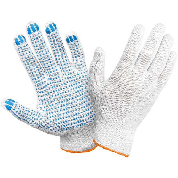 Перчатки х/б OfficeClean 7 класс, профи, с точечным ПВХ, 6 нитей, белые, 59-61г, 216 текс