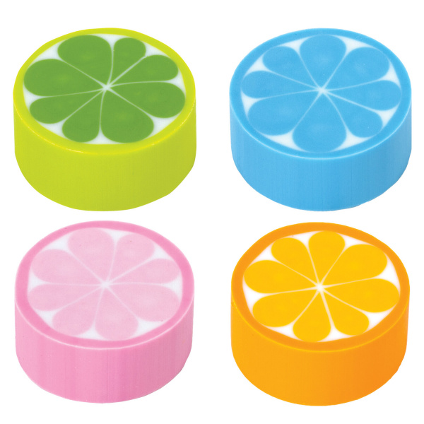 Ластик ПИФАГОР "Лимончики", 27х27х12 мм, цвет ассорти, круглый, 228720