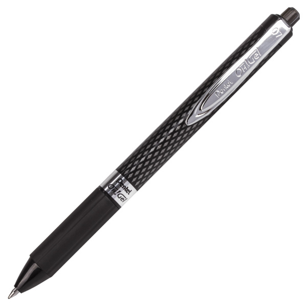Ручка гелевая автоматическая с грипом PENTEL (Япония) "Oh! Gel", ЧЕРНАЯ, узел 0,7 мм, линия письма 0