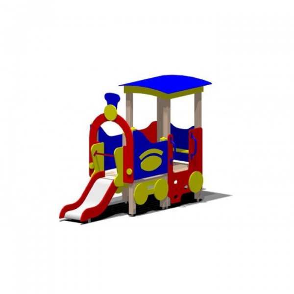 Паровозик с горкой, 3-10 лет, деревянная доска, 3370х1250 мм, Н=2270 мм, Н площадки=650 мм