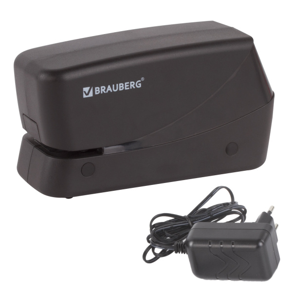 Степлер ЭЛЕКТРИЧЕСКИЙ №24/6, 26/6 BRAUBERG, до 20 листов, питание от сети/4 батареек АА, черный Степлер ЭЛЕКТРИЧЕСКИЙ №24/6, 26/6 BRAUBERG, до 20 листов, питание от сети/4 батареек АА, черный
