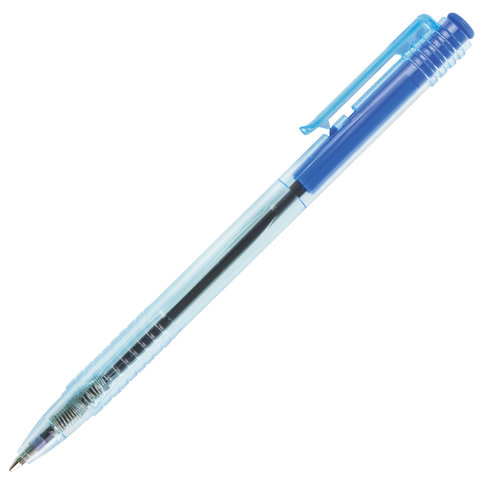 Ручка шариковая масляная автоматическая BRAUBERG "Click Blue", тонированный корпус, узел 1 мм, линия