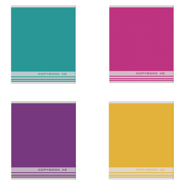 Тетрадь 48л. клетка STAFF офсет №2, 60г/м, обл. мел. карт., Однотонная, ассорти