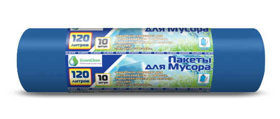 Мешки д/мусора 120л "Classic" в рулоне 10 шт., ПНД, 12 мкм, 70*110 см, чер шк 0075