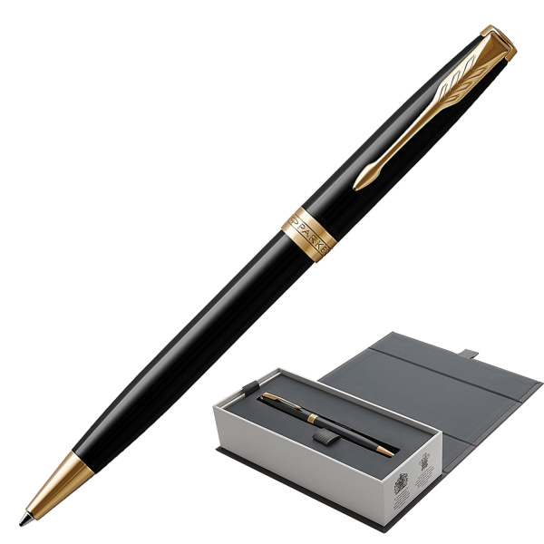 Ручка шариковая PARKER "Sonnet Core Lacquer Black GT", корпус черный глянцевый лак, позолоченные дет Ручка шариковая PARKER "Sonnet Core Lacquer Black GT", корпус черный глянцевый лак, позолоченные дет