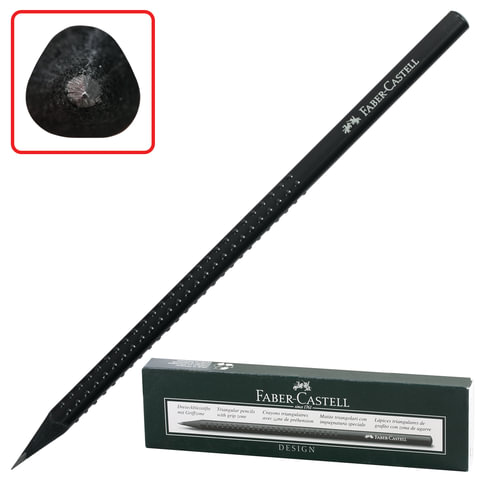 Карандаш ч/гр FABER-CASTELL "Design", НВ, трехгран форма, черное мореное дерево, черн, корпус, 11837 Карандаш ч/гр FABER-CASTELL "Design", НВ, трехгран форма, черное мореное дерево, черн, корпус, 11837