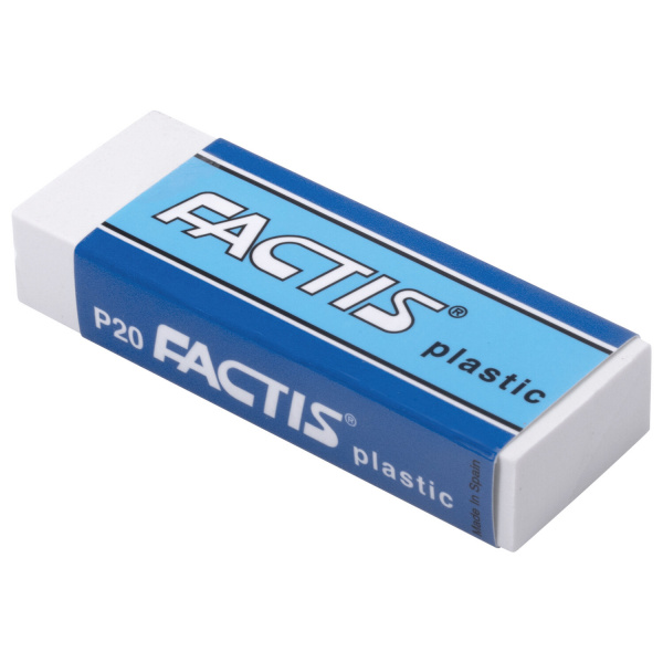 Ластик большой FACTIS Plastic P 20 (Испания), 61х22х11мм, белый, прямоугольный, мягкий, CPFP20