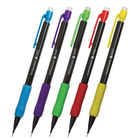 Карандаш механический STAFF, корпус черный, детали ассорти, резиновый грип, ластик, 0,5 мм, 181422 Карандаш механический STAFF, корпус черный, детали ассорти, резиновый грип, ластик, 0,5 мм, 181422