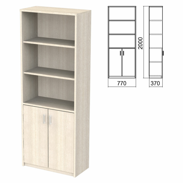 Шкаф полузакрытый "Арго", 770х370х2000 мм, 2 двери, 4 полки, ясень шимо, А-310