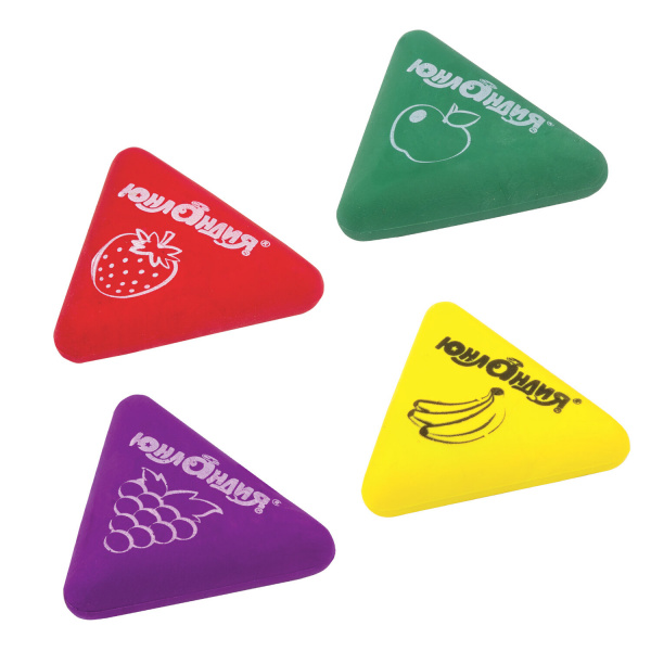 Ластик ЮНЛАНДИЯ Трио, 35*35*10 мм, треугольный, цвета ассорти, термопластичная резина