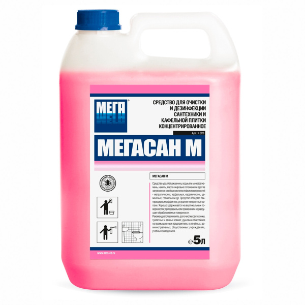 Средство для уборки санитарных помещений МЕГАСАН М 5л, кислотное, гель, К320