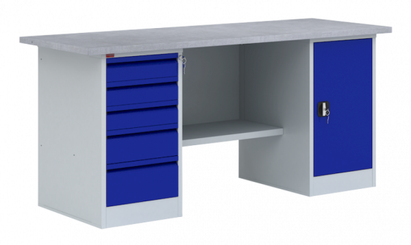 Двухтумбовый металлический верстак ВП-4Т/1.6 860х1600х685 мм