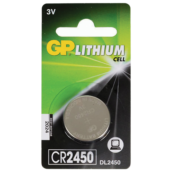 Батарейка GP Lithium, CR2450, литиевая, 1 шт., в блистере, CR2450-2C1 