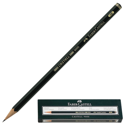 Карандаш чернографитный FABER-CASTELL, 1 шт., "Castell 9000", HB, темно-зеленый корпус, без ластика Карандаш чернографитный FABER-CASTELL, 1 шт., "Castell 9000", HB, темно-зеленый корпус, без ластика
