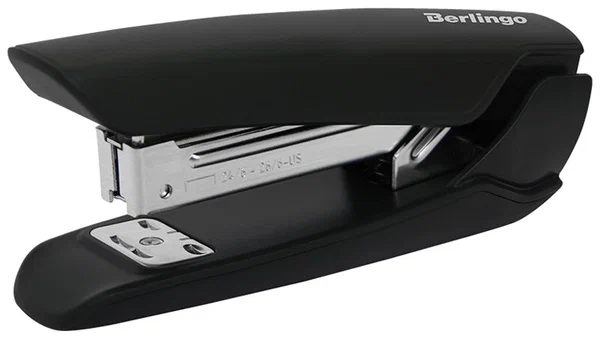 Степлер №24/6, 26/6 Berlingo "Hyper" до 25л., пластиковый корпус, черный