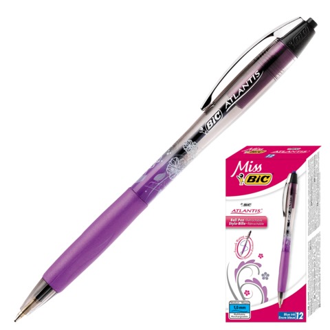 Ручка шариковая BIС автомат. "Miss Bic Atlantis", корпус двухцветный, рез.держ, 0,4мм, 902138, синяя