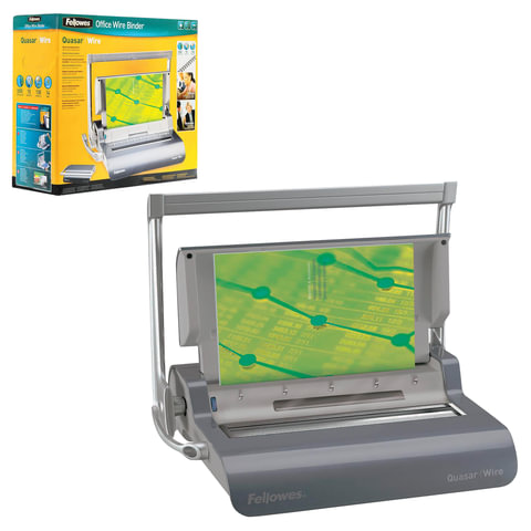Переплетная машина для металлической пружины FELLOWES QUASAR WIRE, пробив.15л., сшив.130л., CRC52241