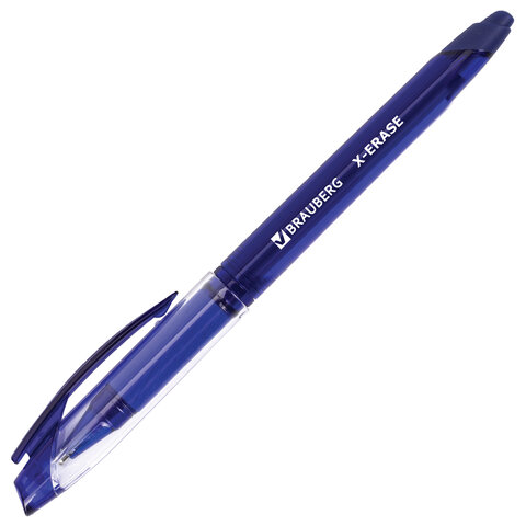 Ручка стираемая гелевая с грипом BRAUBERG X-ERASE, СИНЯЯ, корпус синий, 0,7мм, линия 0,35 мм, 143333
