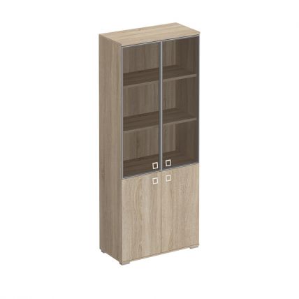Шкаф широкий со стеклом без рамы. Размеры: 854*445*2010мм, дуб сонома, М305.22Ш 