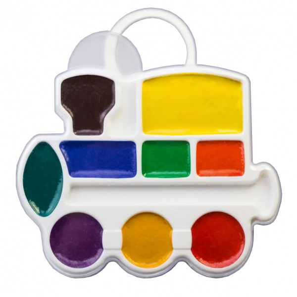 Краски акварельные фигурные ЛУЧ "Паровозик" 09 цветов без кисти, 11С 683-08