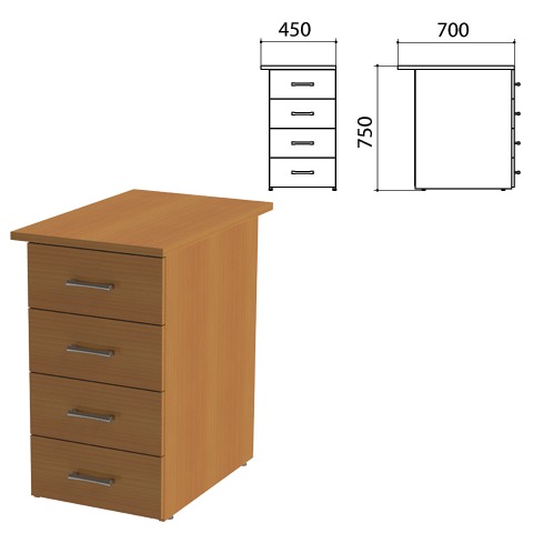 Тумба приставная "Монолит", 450х700х750мм, цвет орех