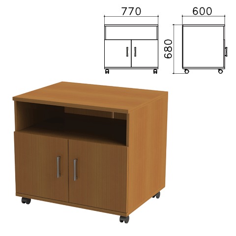 Тумба для оргтехники "Монолит" (ш770*г600*в680 мм), 2 двери, полка, цвет орех